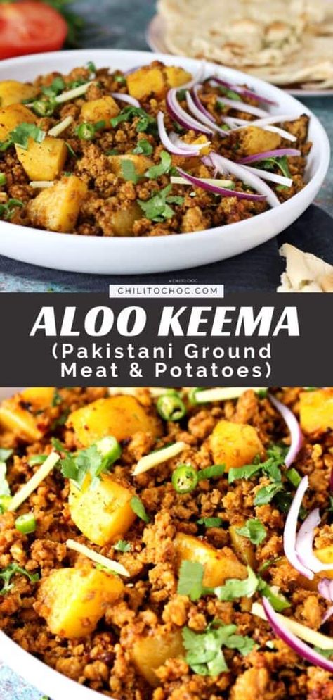 Aloo Keema, Keema Recipes, Minced Beef Recipes, Pakistani Dishes, Minced Meat Recipe, Ground Beef And Potatoes, Mince Recipes, Beef Curry, Beef And Potatoes