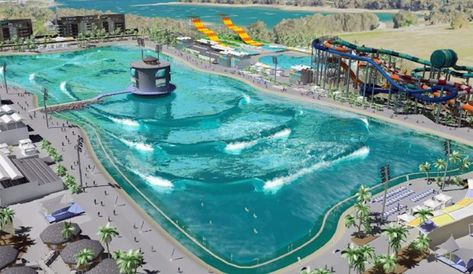 Surf Pool, Resort Ideas, Surf Wave, People's Liberation Army, Wave Pool, New Tech, Waterpark, A Pond, Surfing Waves