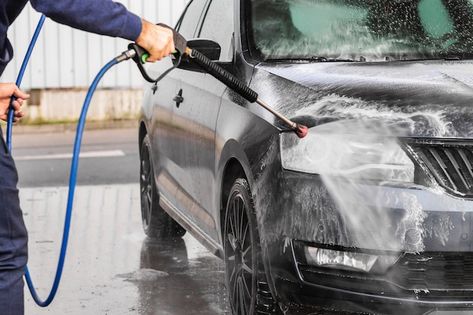 A man is washing a car at self service c... | Premium Photo #Freepik #photo #car-wash #car-washing #car-cleaning #car-water Self Service Car Wash, Car Wash Systems, Steam Car Wash, Car Cleaning Services, Car Wash Business, Automatic Car Wash, Car Wash Equipment, Mobile Car Wash, Car Wash Services