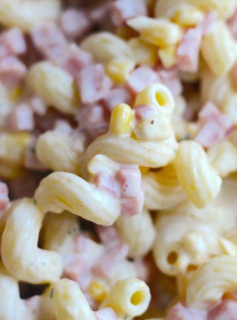 Creamy Ham Pasta Salad | 12 Tomatoes Ham And Corn Pasta Salad, Cold Pasta With Ham, Macaroni Ham Salad Recipe, Creamy Ham Pasta Salad, Pasta Salad With Ham And Cheese, Ham And Pasta Salad, Pasta Salad Recipes With Ham, Ham And Cheese Pasta Salad, Pasta Salad With Ham