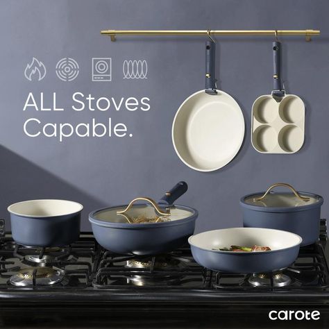 [Official] CAROTE 19pcs Detachable Handle Non-stick Cookware Set, Pots and Pans, Cookware Oven safe, Gold Handle, Avocado Green, Venetian Blue, Frying pan Luxury Cookware, Kitchen Cookware Sets, Nonstick Cookware Sets, Kitchen Games, Pots And Pans Sets, Tidy Kitchen, Tiktok Shop, Nonstick Cookware, Cookware Sets