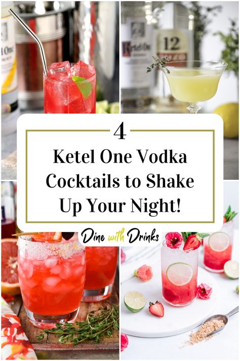 Collage of 4 ketel one vodka cocktails. Kettle One Vodka, Vodka Recipes Drinks, Ketel One Vodka, Amazing Cocktails, Ketel One, Bar Cocktails, Vodka Cocktails Recipes, Vodka Cocktail, Vodka Recipes