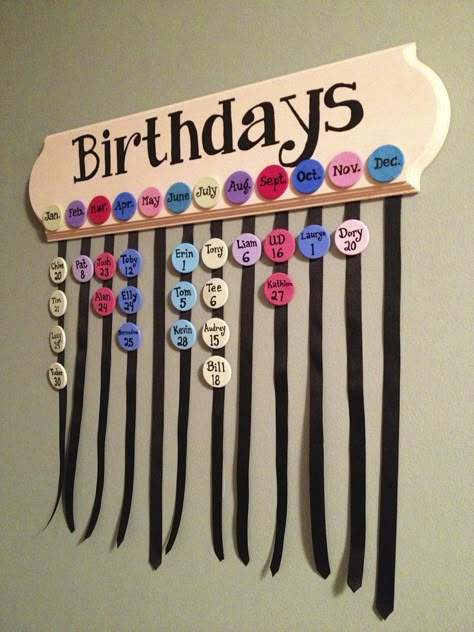 Birthday Calendar Craft, Family Birthdays Sign, Birthday Calendar Board, Reminder Board, Penanda Buku, Calendar Craft, Classroom Birthday, Birthday Reminder, Birthday Calendar