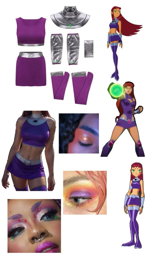 Starfire Halloween, Marceline Costume, Fire Cosplay, Ash Costume, Star Fire Cosplay, Starfire Costume, Red Hair Halloween Costumes, Teen Titans Cosplay, Diy Group Halloween Costumes