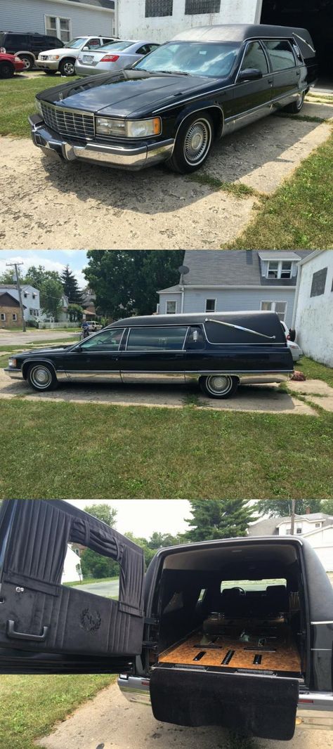 low miles 1995 Cadillac Fleetwood Hearse Custom Hearse Interior, Hearse Interior, Goth Car, Car Dream, Cadillac Fleetwood, Final Destination, Leather Seats, Horse Drawn, Leather Seat