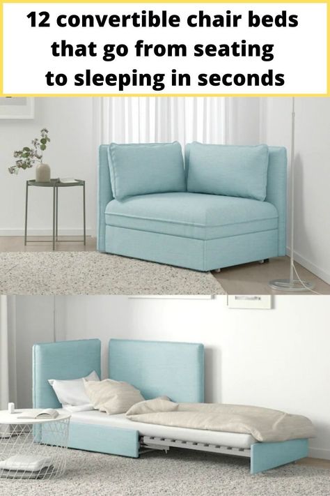 Convertible Chairs To Bed, Sleeping Chair Small Spaces, Sofa Bed Chair Bedroom, Chair That Becomes A Bed, Ikea Chair Bed, Chair Converts To Twin Bed, Chair Converts To Bed, Sleeping Ideas For Small Spaces, Sleeper Chair Bed Office