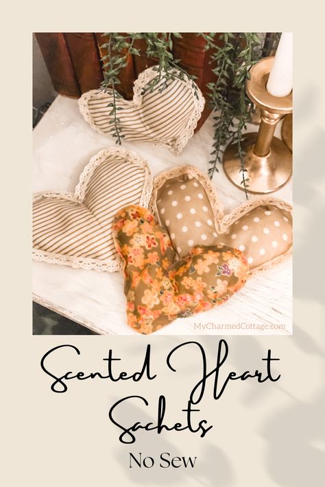 Making Lavender Sachets, Heart Sachets Free Pattern, Diy Sachet Bags, Sew Heart, Heart Sachet, Lavender Heart, Sachet Bags, Fabric Heart, Scented Sachets