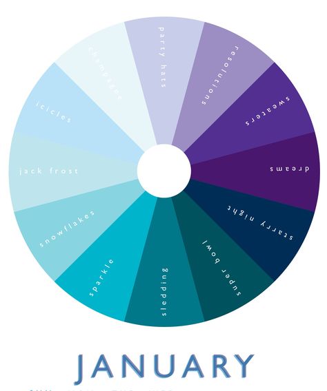 Monthly Color Palette, January Colors, Color Mixing Chart, Color Palette Challenge, The Color Wheel, Color Schemes Colour Palettes, Palette Design, Month Colors, Color Palette Design