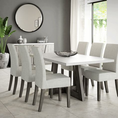 Dinning Tables, Grey Dining Tables, Set Meja Makan, Grey Dining Room, Concrete Dining Table, Dinning Room Design, Pin Pics, Large Dining Table, Grey Dining