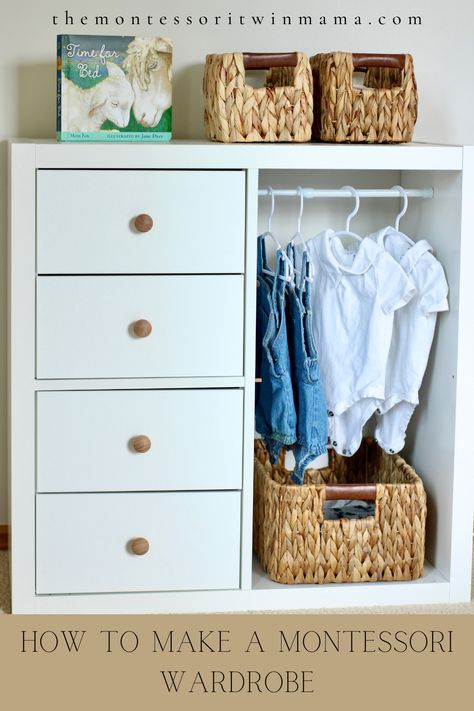 Find the Montessori wardrobe to meets the needs of your child as well as your budget. There are so many choices out there from purchasing to DIY's. You need help narrowing down all the noise and clutter when it comes to which Montessori wardrobe is best. This article will share some great options and help you to decide what choice is best for your child! Make your job easier with these great options! Montessori Dressing Area, Diy Montessori Wardrobe, Ikea Montessori, Toddler Closet Organization, Montessori Wardrobe, Toddler Closet, Montessori Nursery, Montessori Bedroom, Ikea Wardrobe