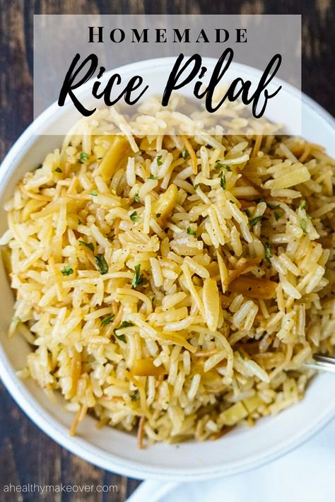 Gf Rice Pilaf, Chicken And Rice Pilaf Recipes, Rice Pot Recipes, Rice Pilaf Recipe Easy, Homemade Rice Pilaf, Rice Recipes Side, Easy Rice Pilaf, Rice Pilaf Recipe, Pilaf Recipe