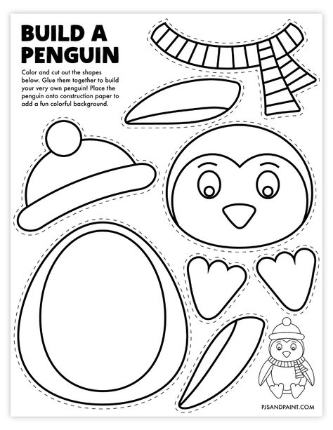 Build A Penguin, Mother's Day Crafts For Kids, Unicorn Craft, Penguin Crafts, January Crafts, Free Printable Crafts, Penguin Craft, December Crafts, Kids Homemade