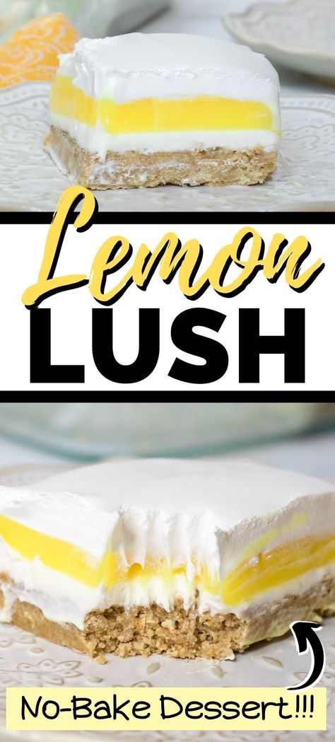 Layered Lemon Dream, Lemon Lasagna Dessert Graham Crackers, Gluten Free Lemon Lush Dessert, Easter Lemon Desserts, Lemon Delight Dessert, Lemon Lush Cake, Summer Desserts Easy No Bake Simple, Summer Dessert Recipes Lemon, Lemon Trifle Desserts