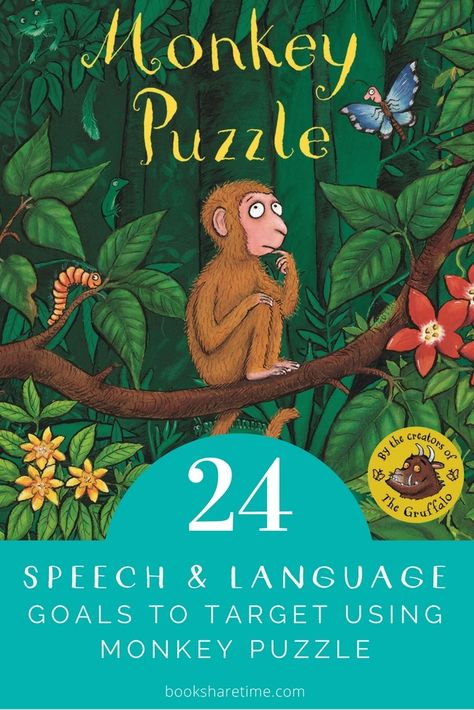 Monkey Puzzle Eyfs, Monkey Puzzle Activities, Julia Donaldson Activities, Monkey Puzzle Book, Narrative Activities, Monkey Activities, Communication And Language Activities, Julia Donaldson Books, Preschool Jungle