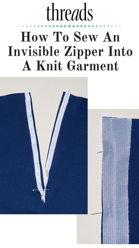 Learn how to sew a perfectly smooth invisible zipper into a knit garment in this step-by-step tutorial.   #howtosew #Invisiblezipper #knitclothing #knitzipper Sew Bias Binding, Sewing Zippers, Sewing Crafts Ideas, Sewing Tutorials For Beginners, Sewing Knits, Learn Sewing, Garment Sewing, Sewing 101, Sewing Tips And Tricks