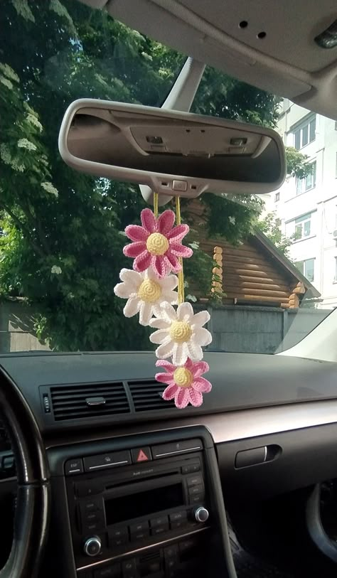 Crochet Daisy items aesthetic Automobile Mirror Equipment, Cute Automobile Ornament for Ladies, Inside Rear View Mirror, automotive charms flower for mothers- #Accessories #aesthetic #Car #Charms #Crochet #Cute #Daisy #Décoration #Flower #Gifts #interior #Mirror #Moms #Rear #View #Women Check more at https://howcandothis.com/diyideas/crochet-daisy-items-aesthetic-automobile-mirror-equipment-cute-automobile-ornament-for-ladies-inside-rear-view-mirror-automotive-charms-flower-for-mothers/ Crochet Car Interior, Crochet Car Charm Pattern Free, Rear View Mirror Decor Crochet, Crochet Rear View Mirror Accessories, Crochet Car Decorations, Crochet Car Decor Free Pattern, Crochet Car Accessories Pattern Free, Car Crochet Accessories, Crochet Car Decor