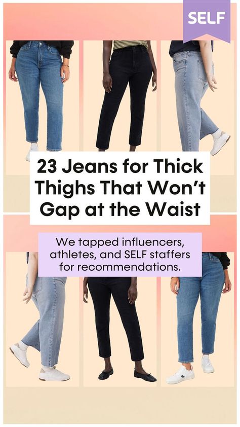 We tapped influencers, athletes, and SELF staffers to recommend their favorite jeans for curves and bigger thighs. https://trib.al/jUA12mZ Thick Thigh Jeans, Best Jeans For Thick Thighs, Jeans For Big Thighs Small Waist, Jeans For Thick Thighs Women, Pants For Thick Thighs, Jeans For Thick Thighs, Jeans For Big Thighs, Fat Calves, Big Pant