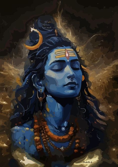 Mahadev Digital Art, Shiv Digital Art, Mahadev Smile Face Wallpaper, Wallpaper Of Shiva, Meaning Full Painting, Mahadev Painting Canvas, Mahadev Illustration, Shiv Illustration, Aesthetic Shiva Wallpapers