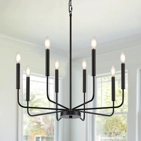 Amazon.com: ONESMING Modern Black Chandelier for Dining Room,Metal 8-Light Kitchen Light Fixtures, Farmhouse Candle Hanging Pendant Light for Living Room Entryway Foyer Bedroom (Bulbs Not Included) : Everything Else Dining Room Chandelier Matte Black, Black Chandelier Dining Room The Home Depot, Dining Room Chandeliers Transitional Black, Modern Black Dining Room, Black Candle Chandelier, Airy Black Iron Chandelier, Modern Black Chandeliers, Matte Black Candle Chandelier, Modern Gold Chandelier