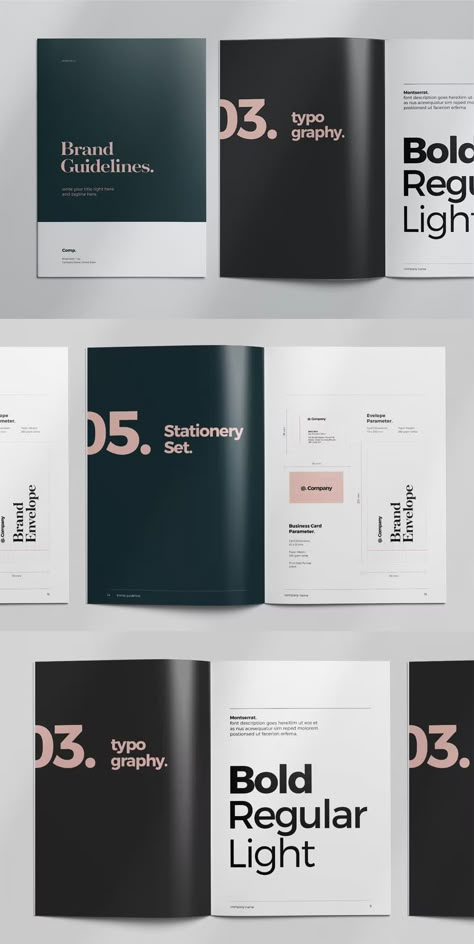 Brand Style Guide Layout InDesign. Both US letter and A4 templates included. Brand Guidelines Book, Style Guide Template, Brand Guidelines Design, Indesign Layout, Guideline Template, Company Business Cards, Style Guide Design, Brand Guidelines Template, Manual Design