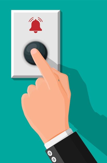 Doorbell Signage, Emergency Button, Painted Window Art, Stop Motion Photography, Push The Button, Hot Wheels Garage, Motion Photography, Bell Button, Flat Vector Illustration