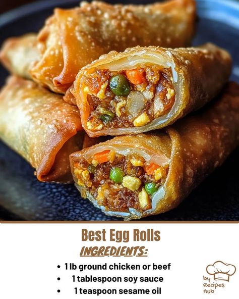 Best Egg Rolls Hawaiian Egg Rolls, Ground Beef Egg Rolls, Egg Roll Filling Recipes, Chinese Egg Rolls Recipe, Best Egg Rolls, Beef Egg Rolls, Chinese Egg Rolls, Egg Roll Ingredients, Baked Meatloaf