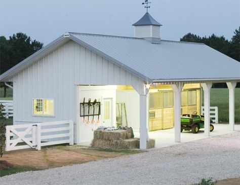 Small horse barn with storage                                                                                                                                                                                 More Small Horse Barn, Small Horse Barns, Stable Style, Morton Building, Small Barns, Horse Barn Designs, Horse Shelter, Dream Horse Barns, Horse Barn Plans