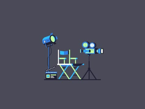 Transition Illustration, Photography Animation, Studio Illustration, Action Gif, Video Production, Animated Camera Aesthetic, Gif Camera, Video Camera Illustration, Animation Studio Logo Ideas