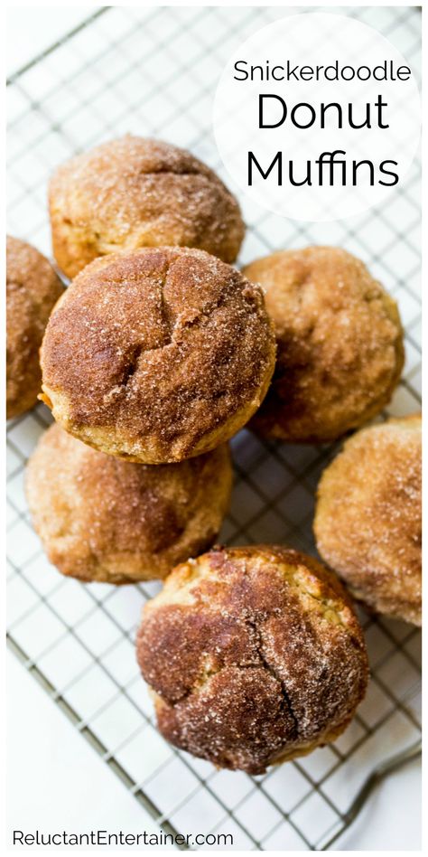 Snickerdoodle Donut Muffins are a soft, cake-like muffin recipe that tastes like donuts. They have a crunchy cinnamon sugar topping, and are easy to freeze! Donut Muffins Recipe, Snickerdoodle Muffins, Soft Cake, Donut Muffins, Cinnamon Sugar Donuts, Fabulous Cakes, The Best Breakfast, Muffin Recipe, Easy Dessert Recipes