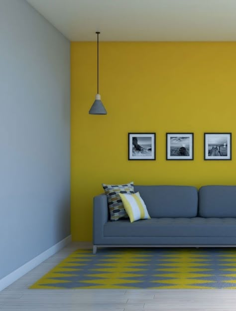 Yellow Walls Living Room, Colour Combinations Interior, Room Paint Designs, Living Room Color Combination, Yellow Decor Living Room, Color Combinations Home, Room Color Combination, Wall Color Combination, Walls Living Room