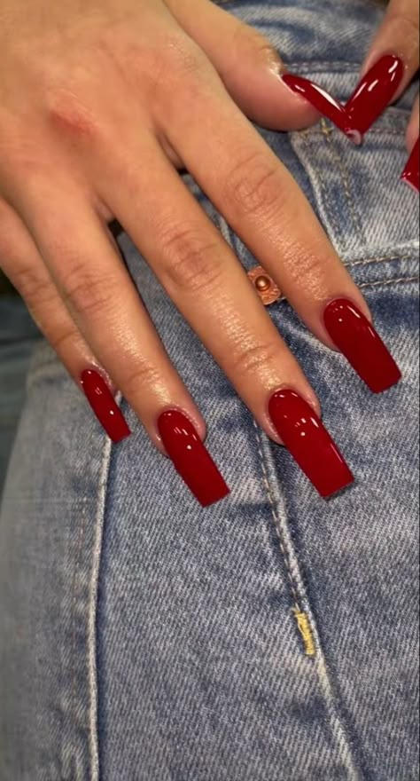 Switzerland Nails, Long Red Nails, Red Acrylic Nails, Thanksgiving Nails, Her Nails, Red Nail, Pink Acrylic Nails, Square Acrylic Nails, Fire Nails