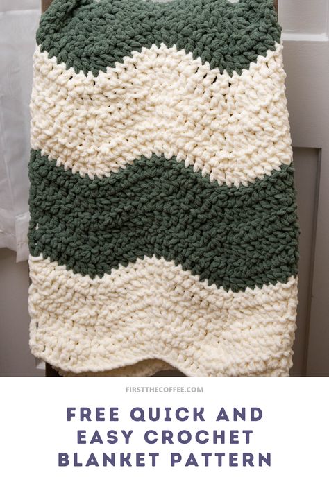 Free Quick and Easy Crochet Lapghan Pattern Crochet Ripple Stitch Pattern, Super Bulky Crochet Blanket Pattern, Crochet Lapghan Pattern, Easy Crochet Throw Blanket, Super Bulky Crochet Blanket, Super Bulky Yarn Patterns Crochet, Crochet Striped Blanket Pattern, Super Bulky Yarn Patterns, Crochet Throw Blanket Pattern