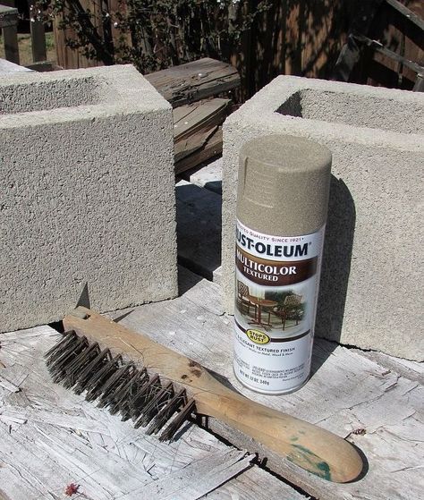 Rustoleum Spray Paint for Concrete Projects Cinder Block Ideas, Concrete Bags, Painted Planter, House Numbers Diy, Painted Front Porches, Diy Concrete Planters, Cement Blocks, Porch Colors, Cinder Blocks