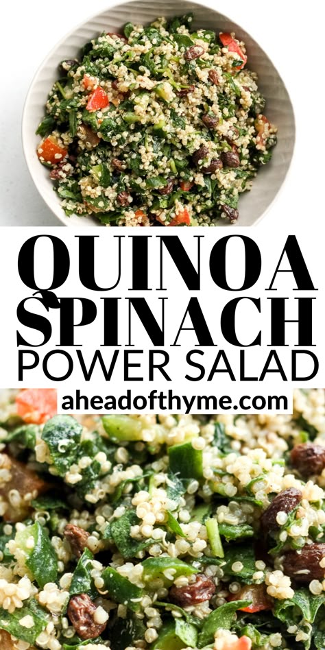 Quinoa Spinach Salad, Salad With Lemon Vinaigrette, Quinoa Recipes Easy, Quinoa Spinach, Quinoa Recipes Healthy, Power Salad, Spinach Salad Recipes, Salad With Lemon, Quinoa Salad Recipes