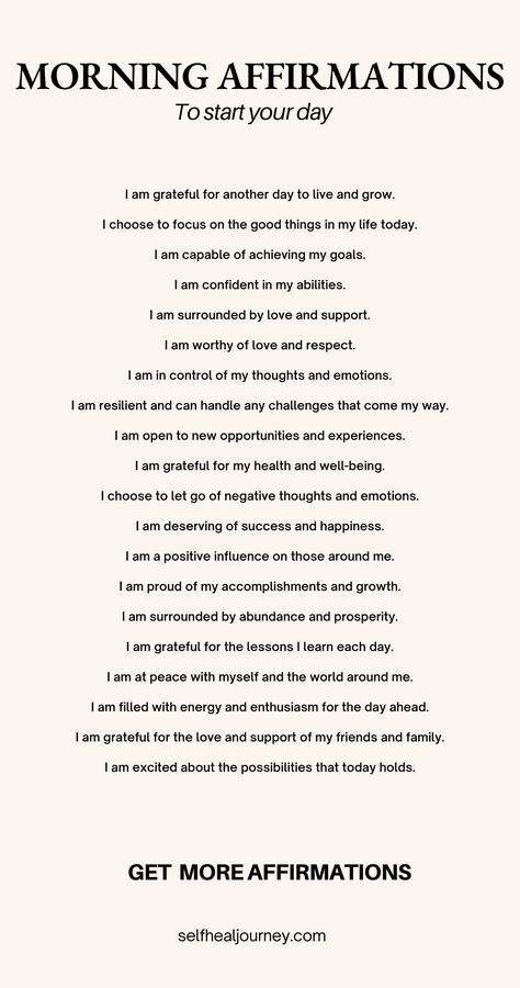 30 Days Of Affirmations, Words Of The Day Positive, Positive Affirmation Of The Day, Affirmation Morning Daily, Positive Affirmation List, Positive Affirmation To Start The Day, Powerful Self Affirmations, Daily Thoughts Inspiration, Before Test Affirmations