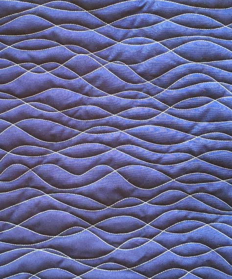 Experiment with ‘wavy’ rulers to add movement, dimension to quilts... Quilt Lines Pattern, Waves Quilting Design, Free Motion Quilting Waves, Wavy Lines Quilting, Water Quilting Designs, Wave Quilting Design, Quilting Designs Patterns Ideas, Longarm Quilting Designs Edge To Edge, Quilting Beginners