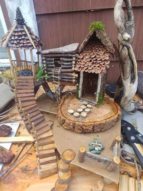 Build Fairy House, A Frame Fairy House, How To Build A Fairy House, Fairy House Diy Natural Materials, Hanging Fairy House, Minecraft Flag Design, Fairy Village Minecraft, Blossom Minecraft House, House Decor Minecraft