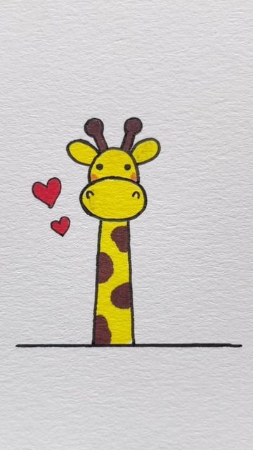 Cute Drawings Backgrounds, Idea For Drawing Easy, Simple And Creative Drawings, Cute Giraffe Painting Easy, Simple Animals Drawings, Simple Doodles Aesthetic Grunge, Earthy Drawing Ideas, Easy Drawings Paintings, Cute Anatomy Drawings