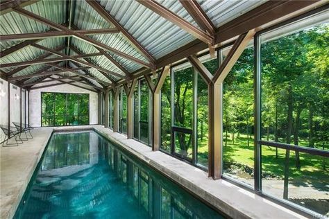 Lap Pool of Luxury: 8 Lap Pools Ready for a Buyer to Dive In | realtor.com® Swimming Pools Kendrick Lamar, Pool Greenhouse, Greenhouse Pool, Kendrick Lamar Swimming Pools, Lap Pools Backyard, Lap Pool Designs, Small Indoor Pool, Indoor Pool House, Bio Pool