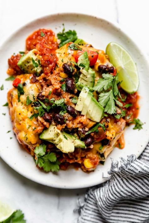 The Real Food Dietitians, Taco Hot Dish, Healthy Taco Casserole, Taco Hotdish, Dietician Recipes, Hearty Bowls, Real Food Dieticians, Healthy Mexican Casserole, Healthy Taco