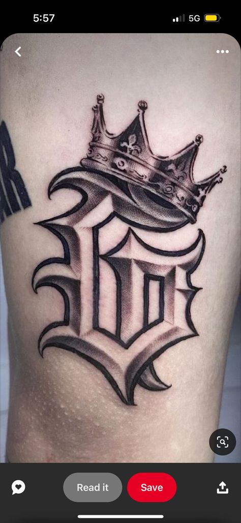 King And Queen Graffiti, Letter J With Crown Tattoo, 6 Point Crown Tattoo, Crip Tattoos Designs, King Crown Tattoo Stencil, Gucci Tattoo Ideas, Hustle Tattoos For Women, Gangster Tattoos For Women, Cholo Tattoos