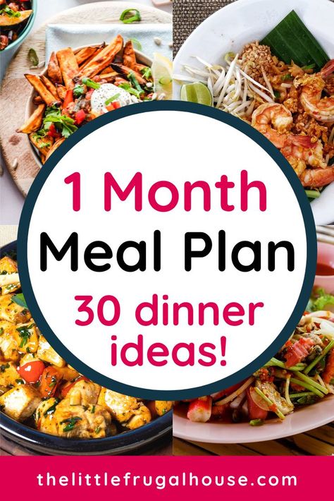 One Month Meal Plan: 30 Dinner Ideas Weekly Menu Ideas For 2, Menu Plans For A Week, May Meals, Meal Plans For The Week Family, Easy Meal Plans For The Week, Family Dinner Menu Ideas, Meals For A Month Menu Planning, One Month Meal Plan, 30 Dinner Ideas