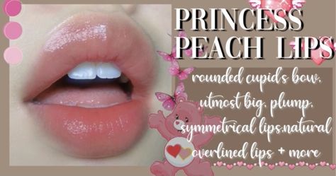 Princess Peach Lips Aesthetic, Rounded Cupids Bow Lips, Princess Peach Lips, Lips Combo, Cupids Bow Lips, Overlined Lips, Princess Peach Cosplay, Peach Cosplay, Peach Costume