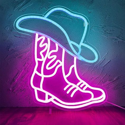 Amazon.com : Manimo Cowboy Boot and Hat Neon Sign, LED Pink Cowgirl Boots Neon Sign Wall Decor, Pink Aesthetic Western Wall Art, USB Powered for Game Room Bedroom Party Bar Wedding Christmas Birthday Gift(13*15in) : Tools & Home Improvement Apartment Office Ideas, Christmas Gifts Aesthetic, Neon Cowgirl, Wall Decor Neon Sign, Game Room Bedroom, Man Cave Bedroom, Gifts Aesthetic, Pink Neon Sign, Pink Cowboy Boots