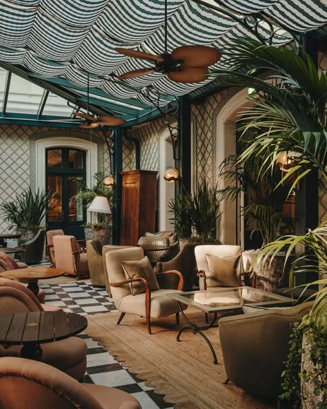 Interior spotlight: Soho House #Paris Set in a 19th-century building in Pigalle, #sohohouse Paris was the former home of the French artist and poet Jean Cocteau. It features Art Deco and 1940s-inspired interiors. The five-storey club includes a terrace with a plunge pool, a gym with two movement studios, club space, a restaurant, 36 bedrooms, and a collection of French art. 📍 Soho House Paris, Paris, France 📸: @sohohouse #repost #innspiringtravels #socialtravelblog Dreaming of visiting Pa... Moon Architecture, Public Spaces Design, Gray Interior Design, Aesop Store, Willow Oak, Hotels In France, Soho Style, Rosewood Hotel, Contemporary Art Deco