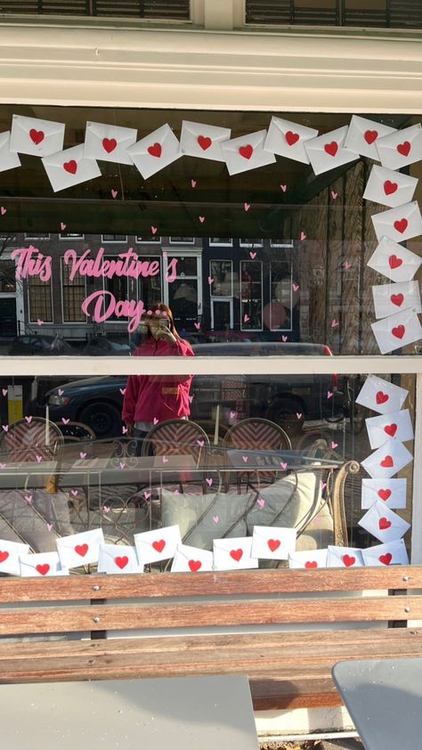 sole Valentine’s Day Shop Window Display, Valentine Store Front Window Displays, Valentines Decor Store Window Displays, Valentine’s Day Store Window, Window Valentine Decor, Valentine’s Day Retail Display, Valentine Day Window Display Ideas, Valentines Shop Display, Cafe Valentines Day Decor