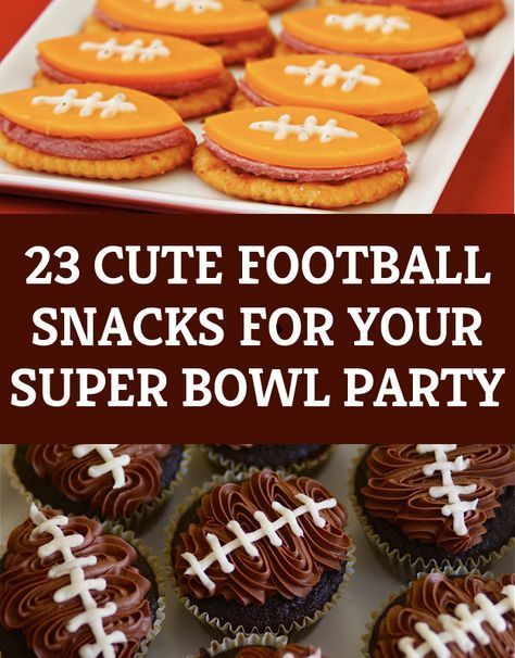 . Cute Superbowl Snacks, Superbowl Desserts Ideas Easy, Superbowl Themed Food, Superbowl Party Food Ideas Snacks, Football Cupcakes Ideas, Football Themed Desserts, Football Themed Snacks, Football Themed Food, Superbowl Ideas