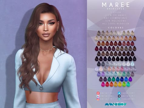 The Sims Resource - [Patreon] Maree - Hairstyle Hair The Sims 4, Sims Cc Hair, Sims 4 Tsr, Mod Hair, Sims 4 Alpha, Wavy Hairstyle, Sims 4 Cc Hair, Pelo Sims, The Sims 4 Packs