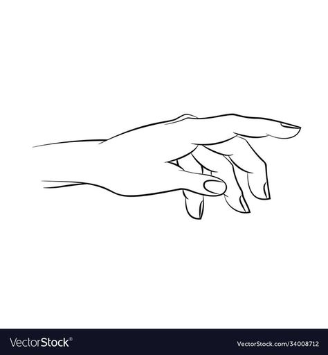 Womens Hands Drawing, Hand Letting Go Drawing, How To Draw A Hand Reaching Out, Women Hands Drawing, Womans Hand Drawing, Reaching Hand Drawing, Hands Outline Drawing, Woman Hands Drawing, Hand Outline Tattoo