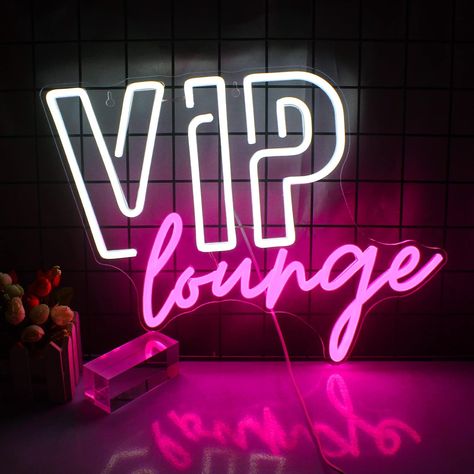 VIP Lounge Neon Sign: The unique design of the VIP Lounge sign creates a fantastic atmosphere for airport, train station, bistro, night clubs, hotel. The neon sign with clear and even light will give your guests an excellent impression. Vip Lounge Design, Cinema Games Room, Riyadh Season, Coquette Lifestyle, 16 Birthday Ideas, Lounge Sign, Year Concert, Light For Room, New Year Concert